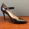JSP by Sarah Jessica Parker Ankle Strap Heels 38.5 Patent Leather Bronze Studded