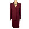 Kasper Polyester Acetate Embroidered Maroon Skirt Suit Size 12 Notch Collar 2PC