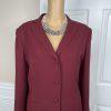 Kasper Polyester Acetate Embroidered Maroon Skirt Suit Size 12 Notch Collar 2PC