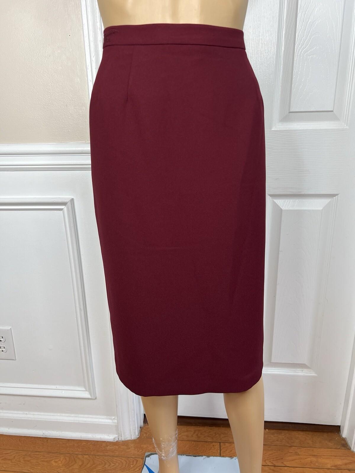 Kasper Polyester Acetate Embroidered Maroon Skirt Suit Size 12 Notch Collar 2PC