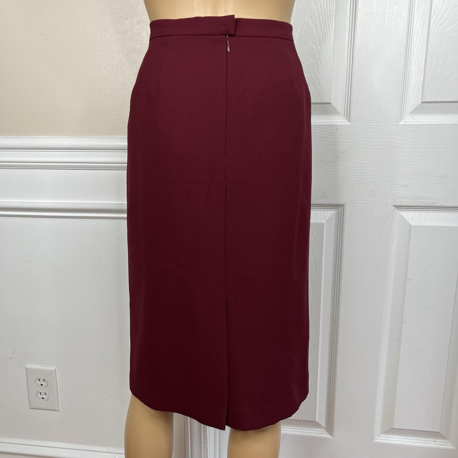 Kasper Polyester Acetate Embroidered Maroon Skirt Suit Size 12 Notch Collar 2PC