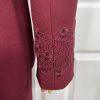 Kasper Polyester Acetate Embroidered Maroon Skirt Suit Size 12 Notch Collar 2PC