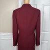 Kasper Polyester Acetate Embroidered Maroon Skirt Suit Size 12 Notch Collar 2PC