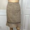 Liz Claiborne Tweed Brown Beige Skirt Suit Size 8P Ruffle Zip Up Lined 2PC