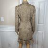 Liz Claiborne Tweed Brown Beige Skirt Suit Size 8P Ruffle Zip Up Lined 2PC