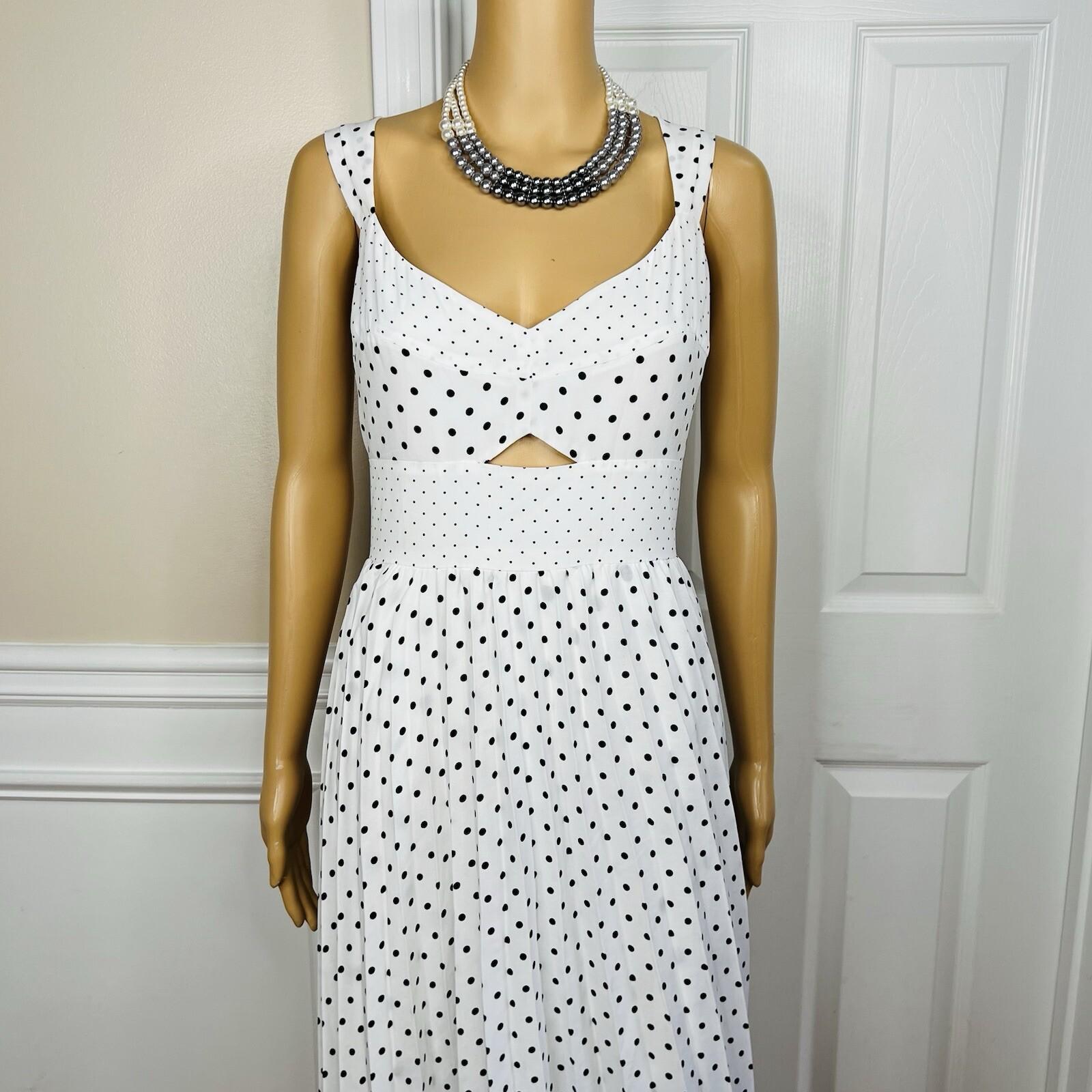 Banana Republic Polka Dot Pleated Lined Asymmetric Sweetheart Midi Dress 16