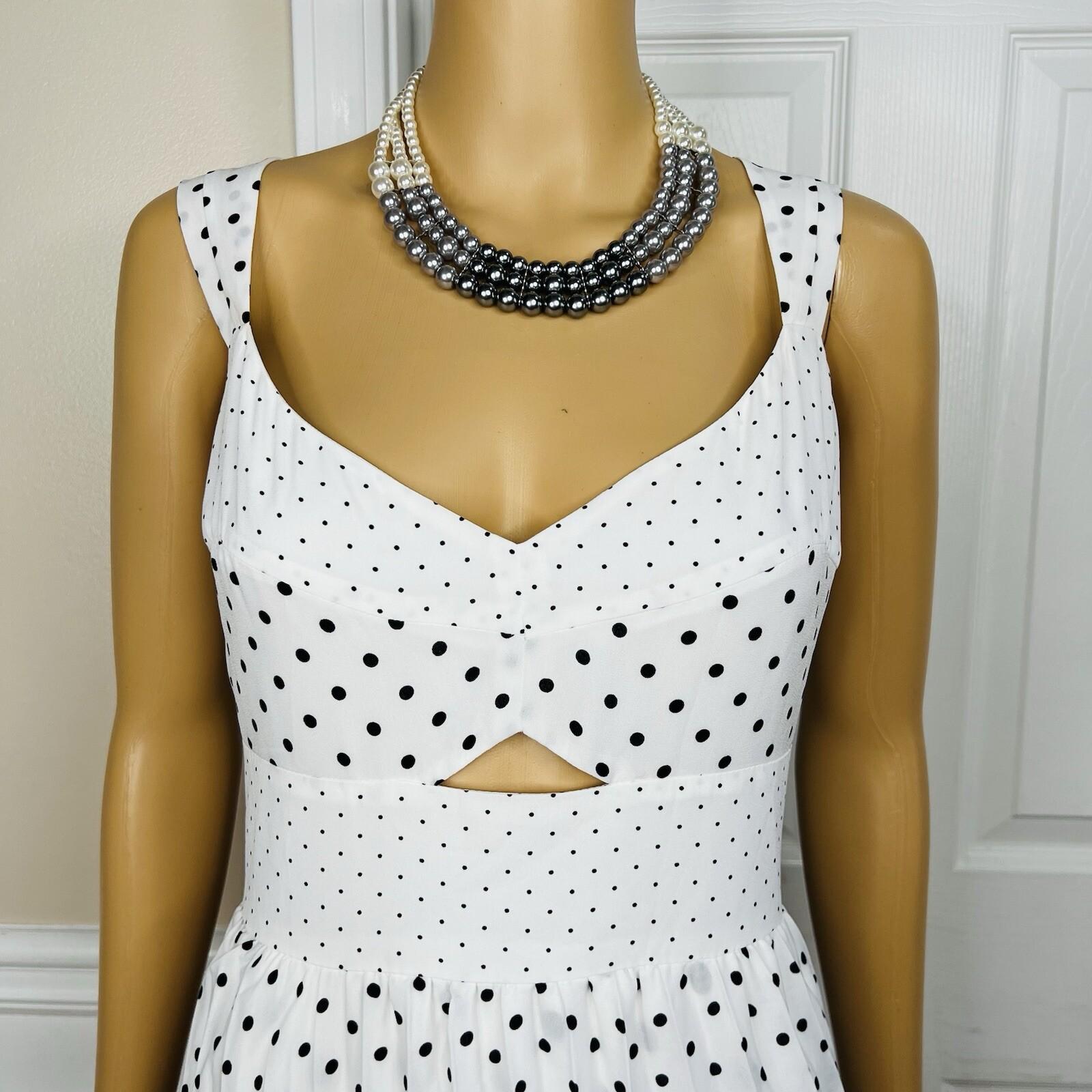 Banana Republic Polka Dot Pleated Lined Asymmetric Sweetheart Midi Dress 16