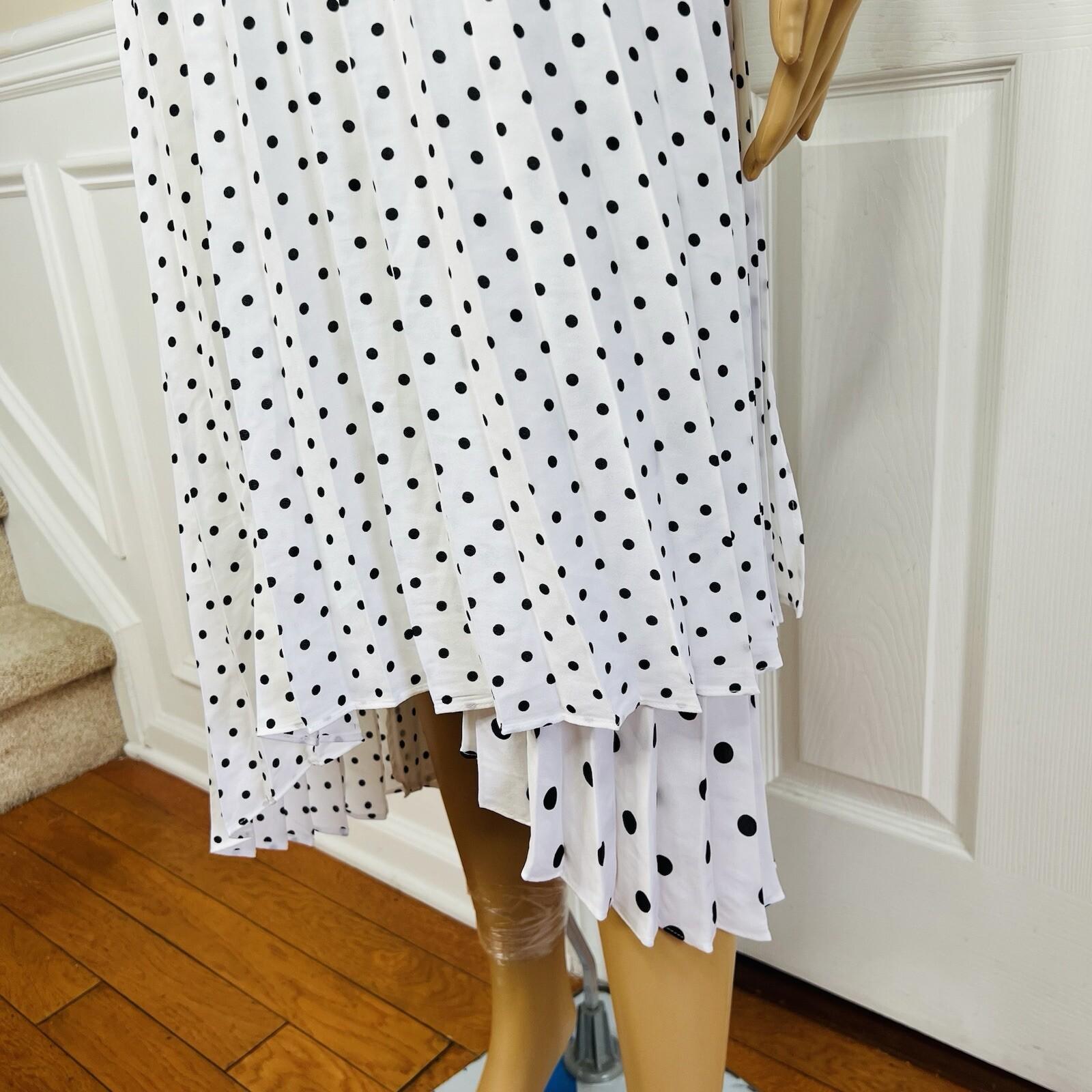 Banana Republic Polka Dot Pleated Lined Asymmetric Sweetheart Midi Dress 16