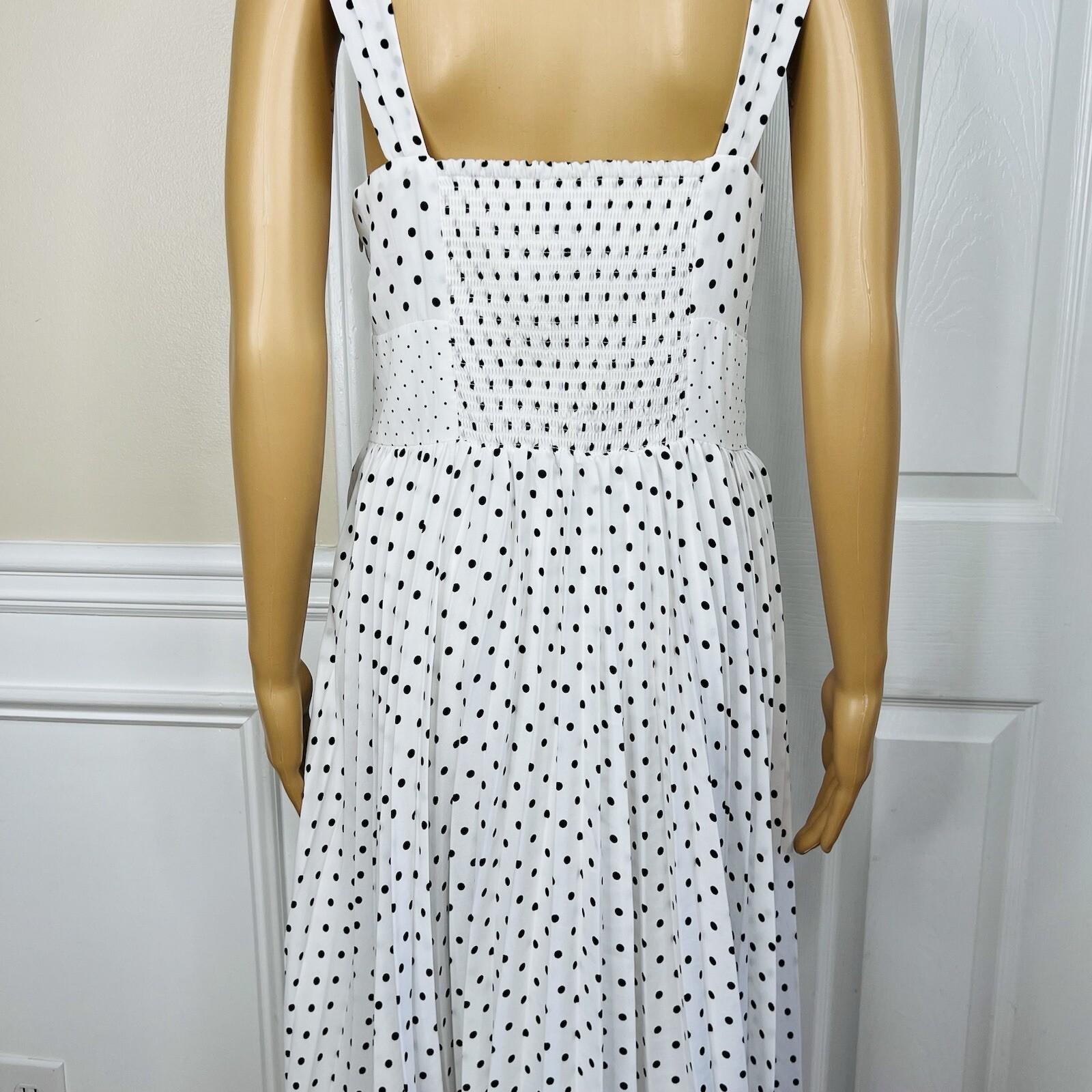 Banana Republic Polka Dot Pleated Lined Asymmetric Sweetheart Midi Dress 16