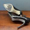 JSP by Sarah Jessica Parker Ankle Strap Heels 38.5 Patent Leather Bronze Studded