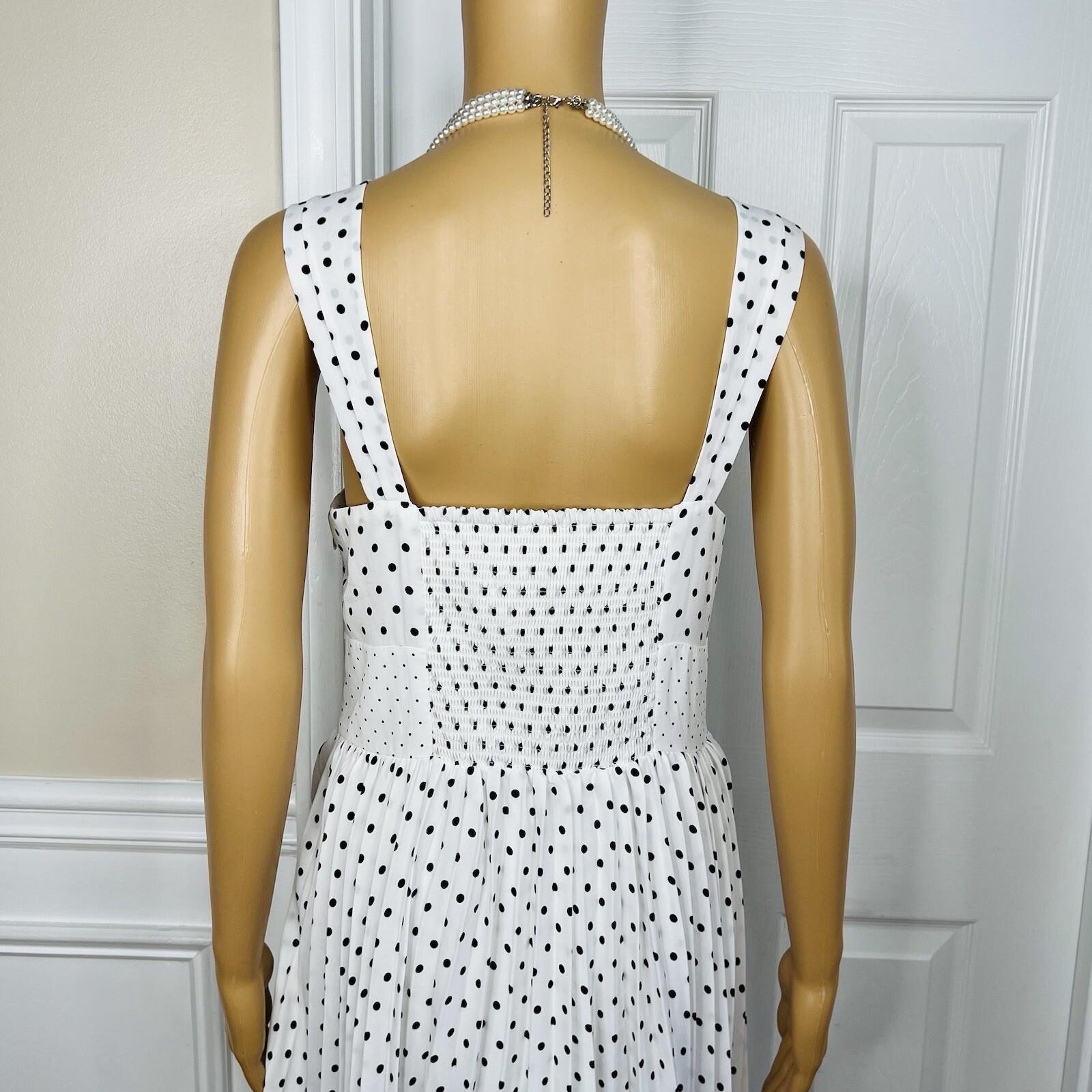 Banana Republic Polka Dot Pleated Lined Asymmetric Sweetheart Midi Dress 16