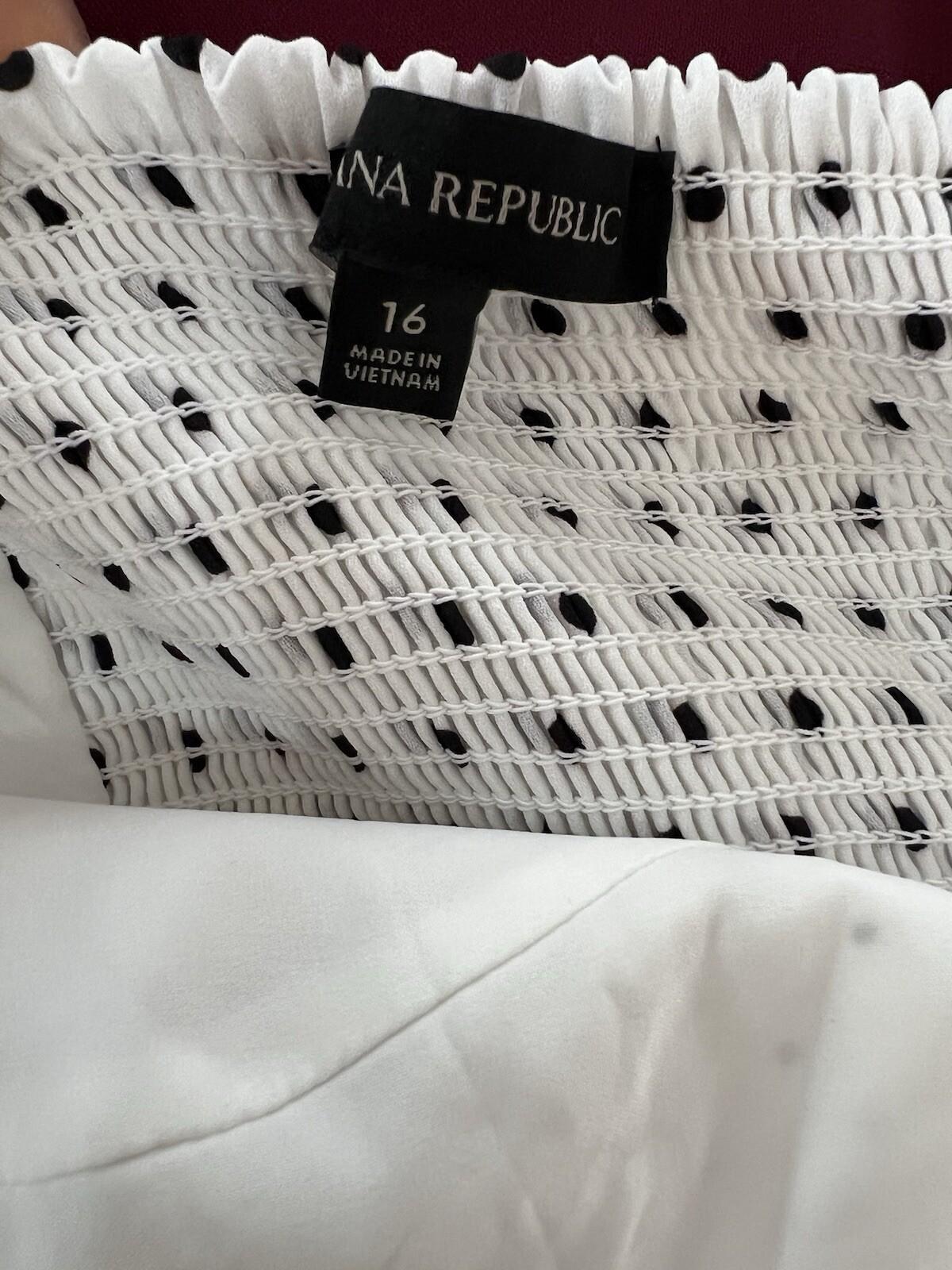 Banana Republic Polka Dot Pleated Lined Asymmetric Sweetheart Midi Dress 16