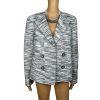 KASPER Acrylic Polyester Black White Blazer Size 12 Lined Open Front Blazer