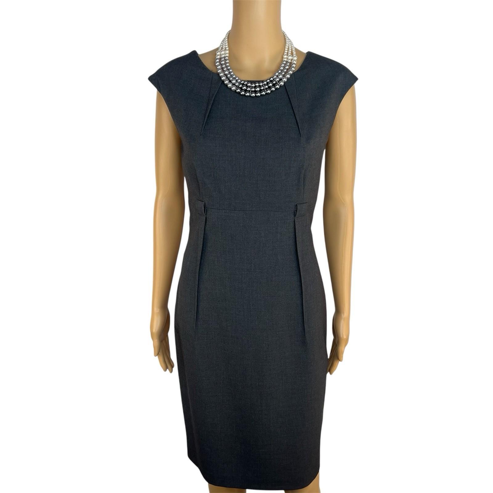Calvin Klein Polyester Spandex Dress 6 Gray Fitted Cap Sleeves Business Career