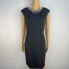 Calvin Klein Polyester Spandex Dress 6 Gray Fitted Cap Sleeves Business Career