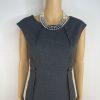 Calvin Klein Polyester Spandex Dress 6 Gray Fitted Cap Sleeves Business Career