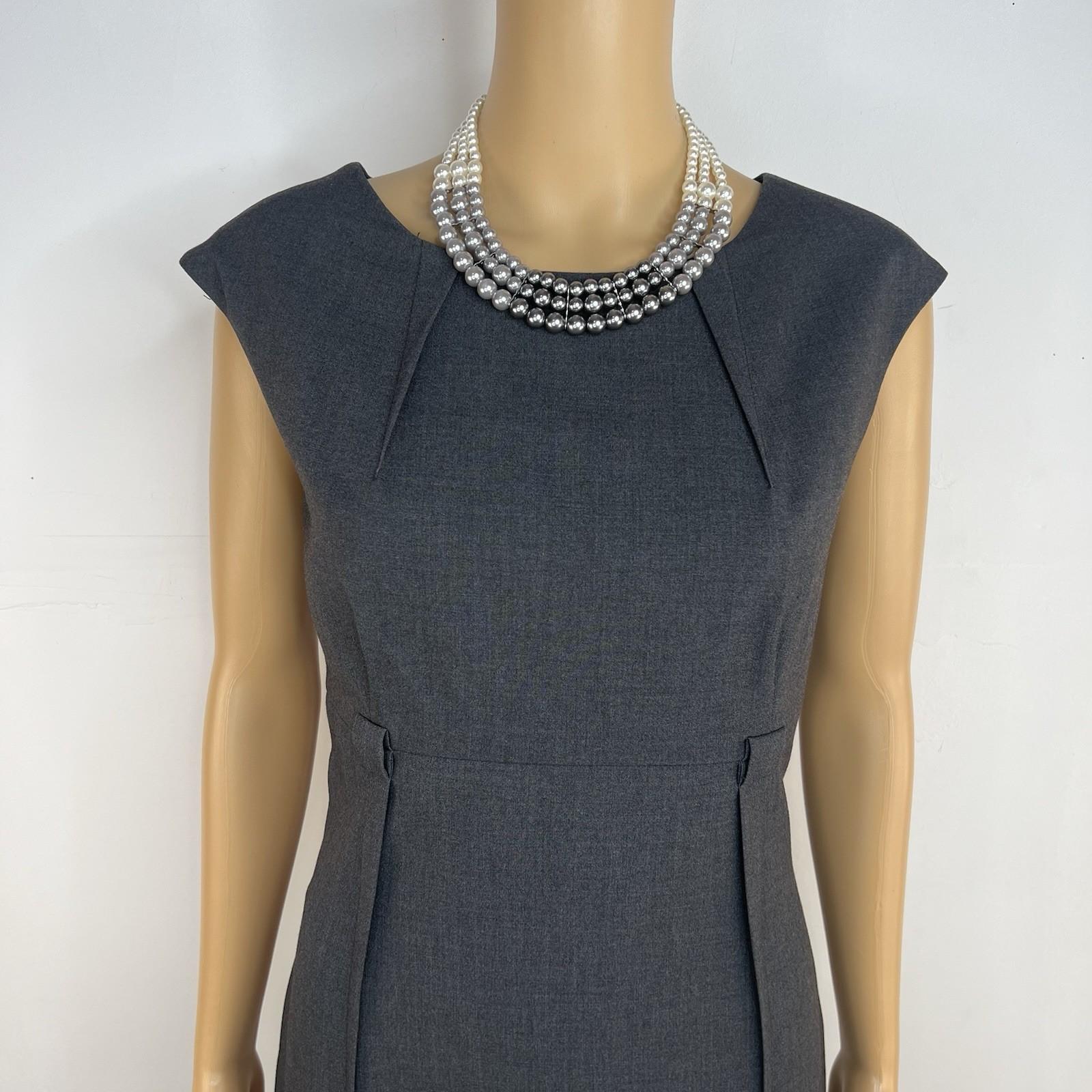 Calvin Klein Polyester Spandex Dress 6 Gray Fitted Cap Sleeves Business Career