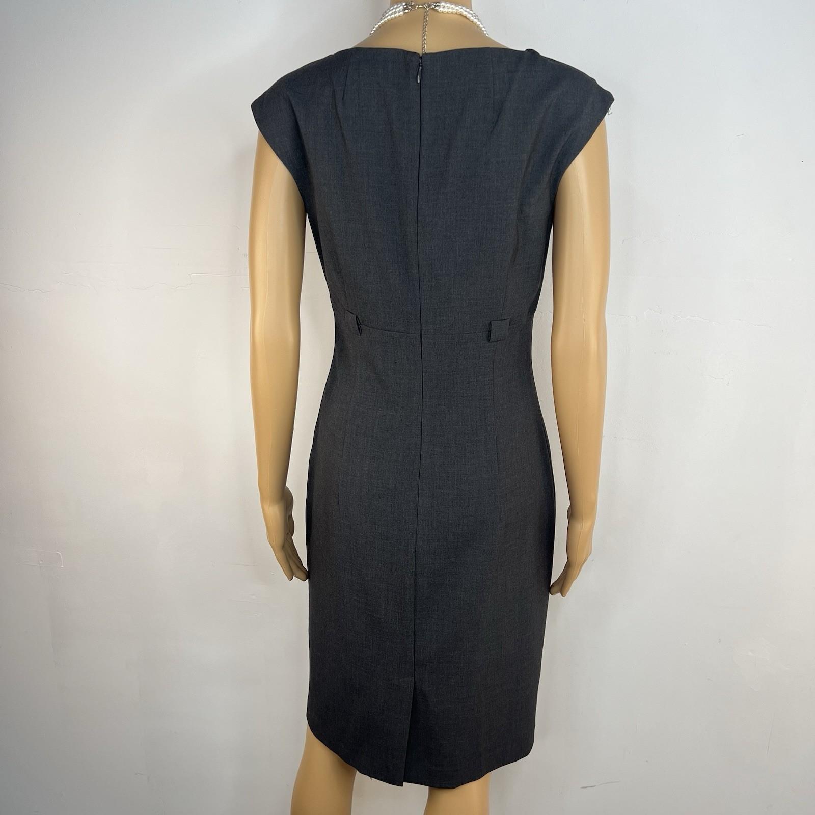 Calvin Klein Polyester Spandex Dress 6 Gray Fitted Cap Sleeves Business Career