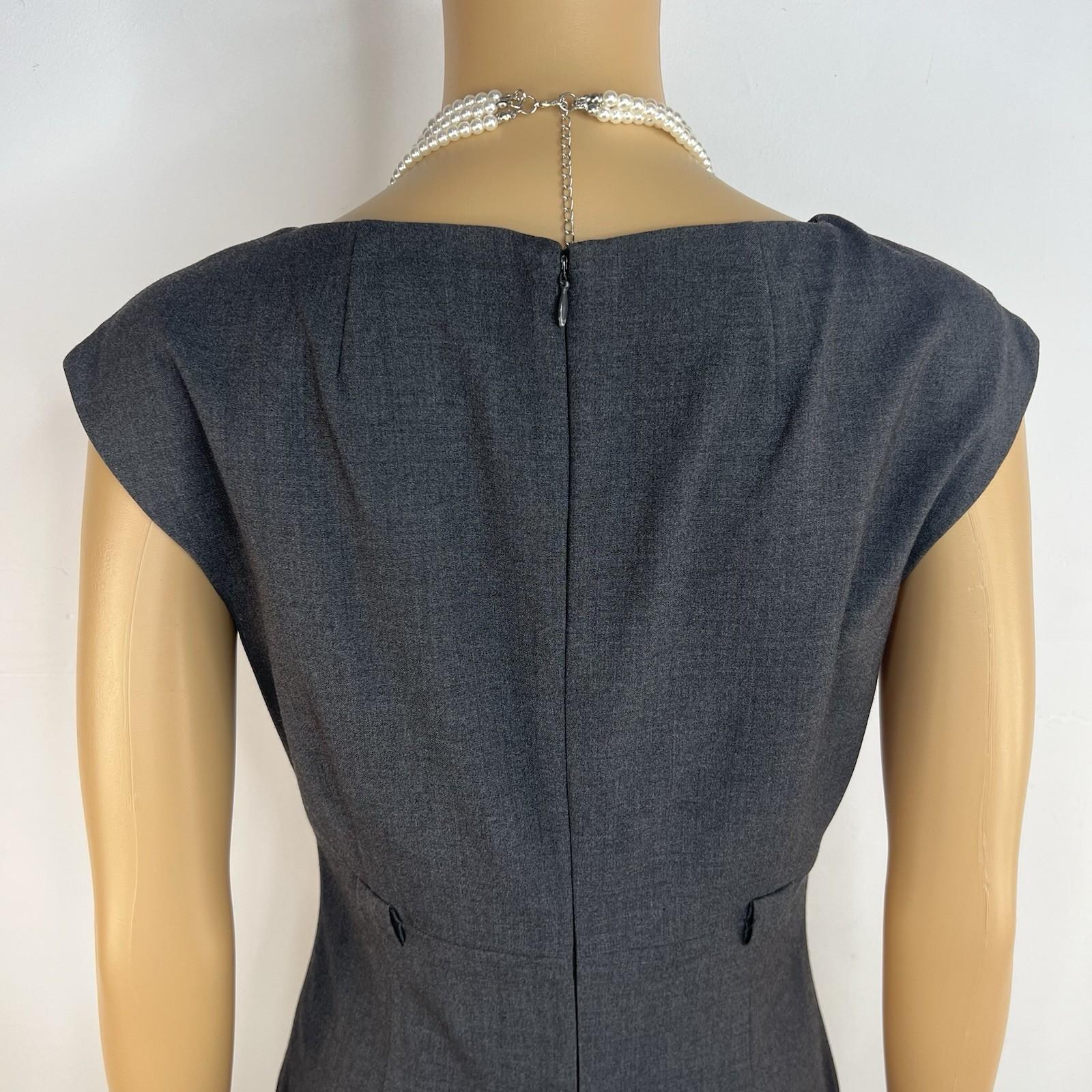 Calvin Klein Polyester Spandex Dress 6 Gray Fitted Cap Sleeves Business Career