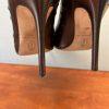 JSP by Sarah Jessica Parker Ankle Strap Heels 38.5 Patent Leather Bronze Studded