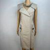 Calvin Klein Cotton Spandex Wrap Dress 8 Beige Business Babydoll Wide Collar