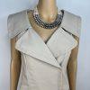 Calvin Klein Cotton Spandex Wrap Dress 8 Beige Business Babydoll Wide Collar