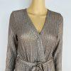 Beautiful Chain Link Stretch Midi Dress M Bodycon Long Sleeves Belted Babydoll