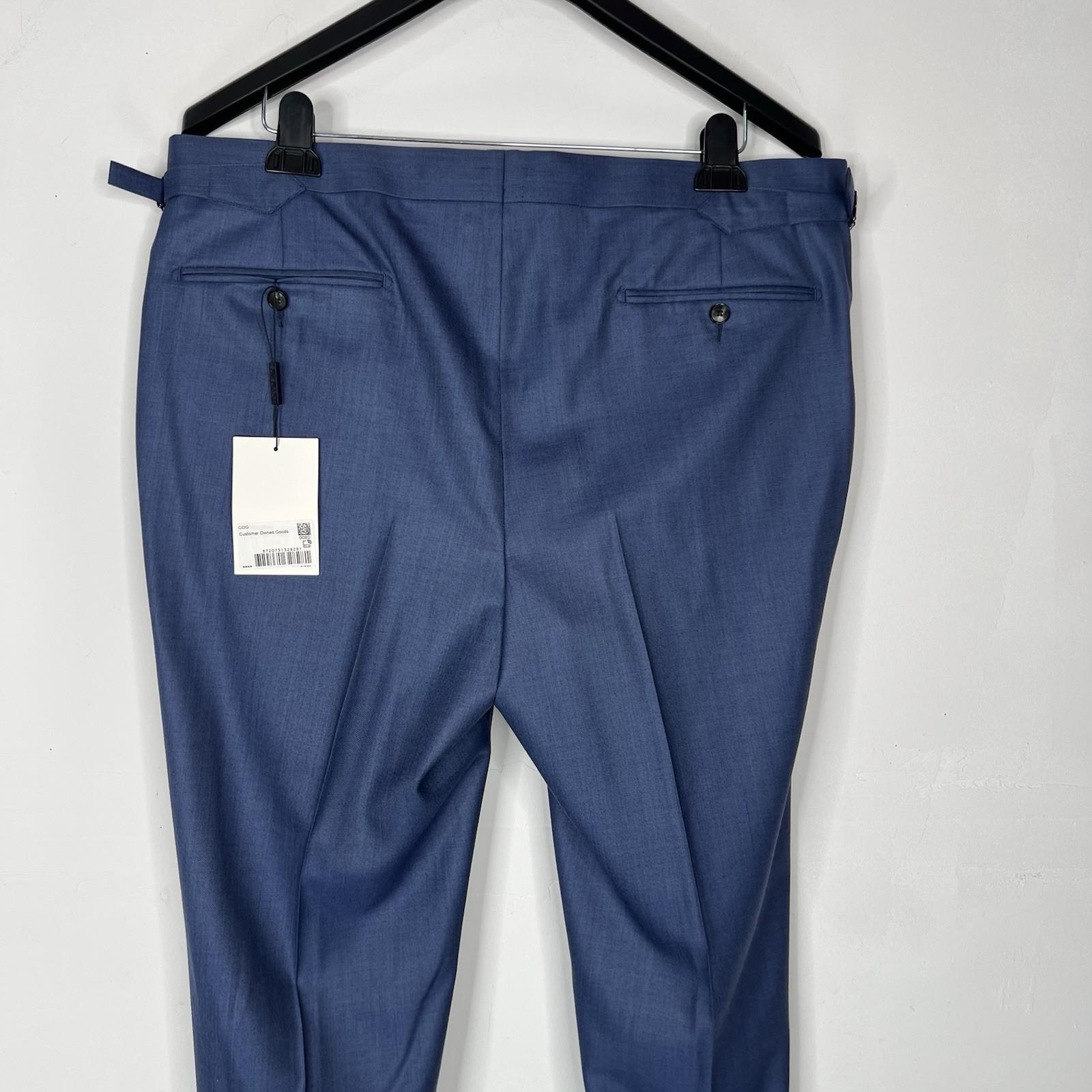 SUIT SUPPLY Men Model Custom Wool Pants 40x30.5 Blue Flat Front Slim Straight