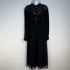 Anne Klein Vintage Chiffon Dress 8 Black Ruffle Hem High Neck Cottagecore Gothic