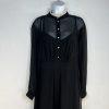 Anne Klein Vintage Chiffon Dress 8 Black Ruffle Hem High Neck Cottagecore Gothic