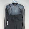 Anne Klein Vintage Chiffon Dress 8 Black Ruffle Hem High Neck Cottagecore Gothic