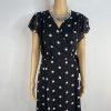 10-5313.jpg Eva Mendes NY & Co Maxi Wrap tie Dress M Black White Polka dot Flutter Sleeves
