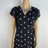 10-5314.jpg Eva Mendes NY & Co Maxi Wrap tie Dress M Black White Polka dot Flutter Sleeves