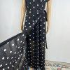 10-5315.jpg Eva Mendes NY & Co Maxi Wrap tie Dress M Black White Polka dot Flutter Sleeves