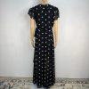 10-5316.jpg Eva Mendes NY & Co Maxi Wrap tie Dress M Black White Polka dot Flutter Sleeves