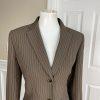 Le Suit Polyester Rayon Skirt Suit Size 6 Brown Striped Notch Collar 2PC Women