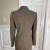 Le Suit Polyester Rayon Skirt Suit Size 6 Brown Striped Notch Collar 2PC Women