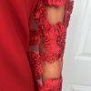 Express Polyester Spandex Red Dress Size XL V Neck Long Lace Sleeves Stretch