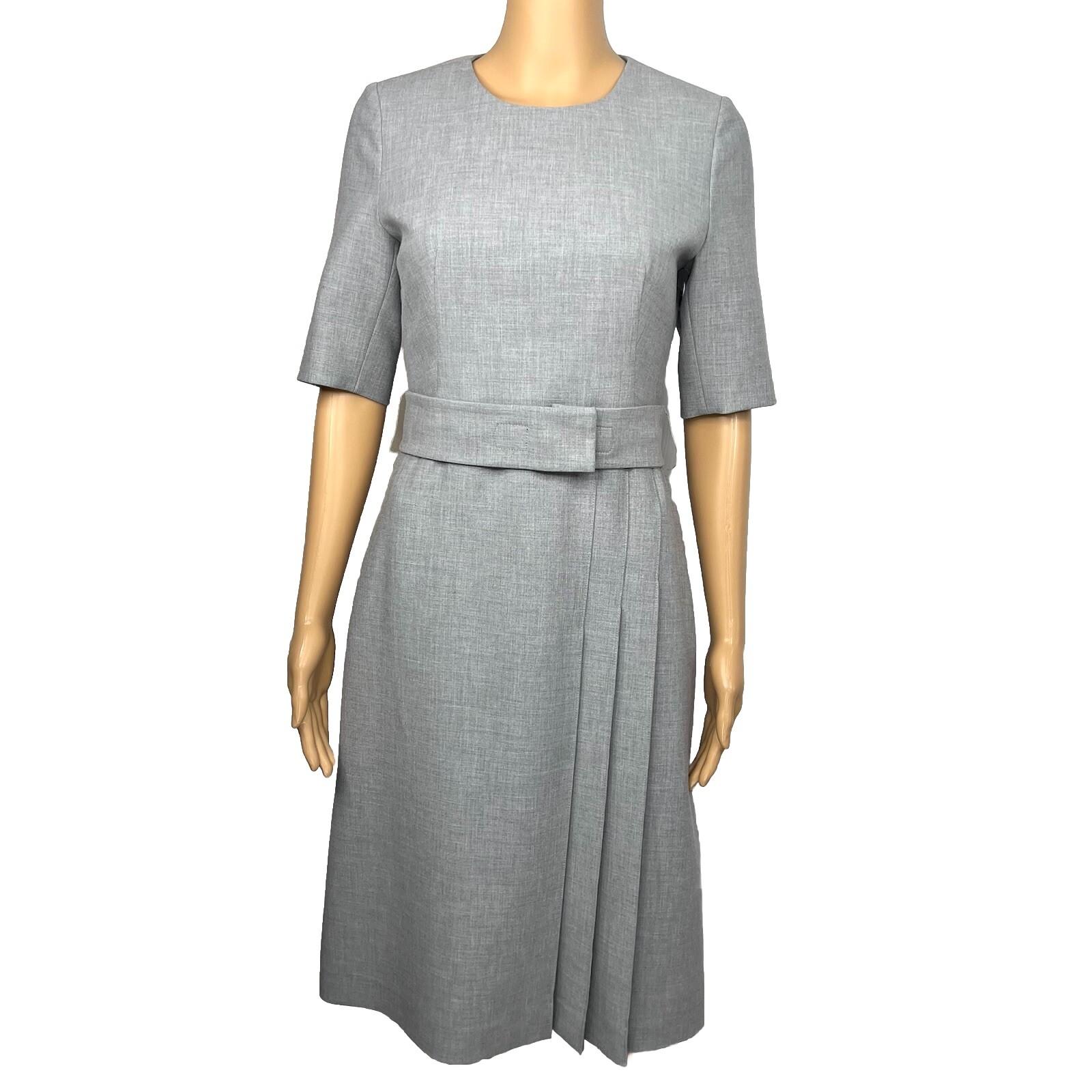 Adolfo Dominguez Polyester Viscose Stretch Dress Size 4 EU38 Light Gray Belted