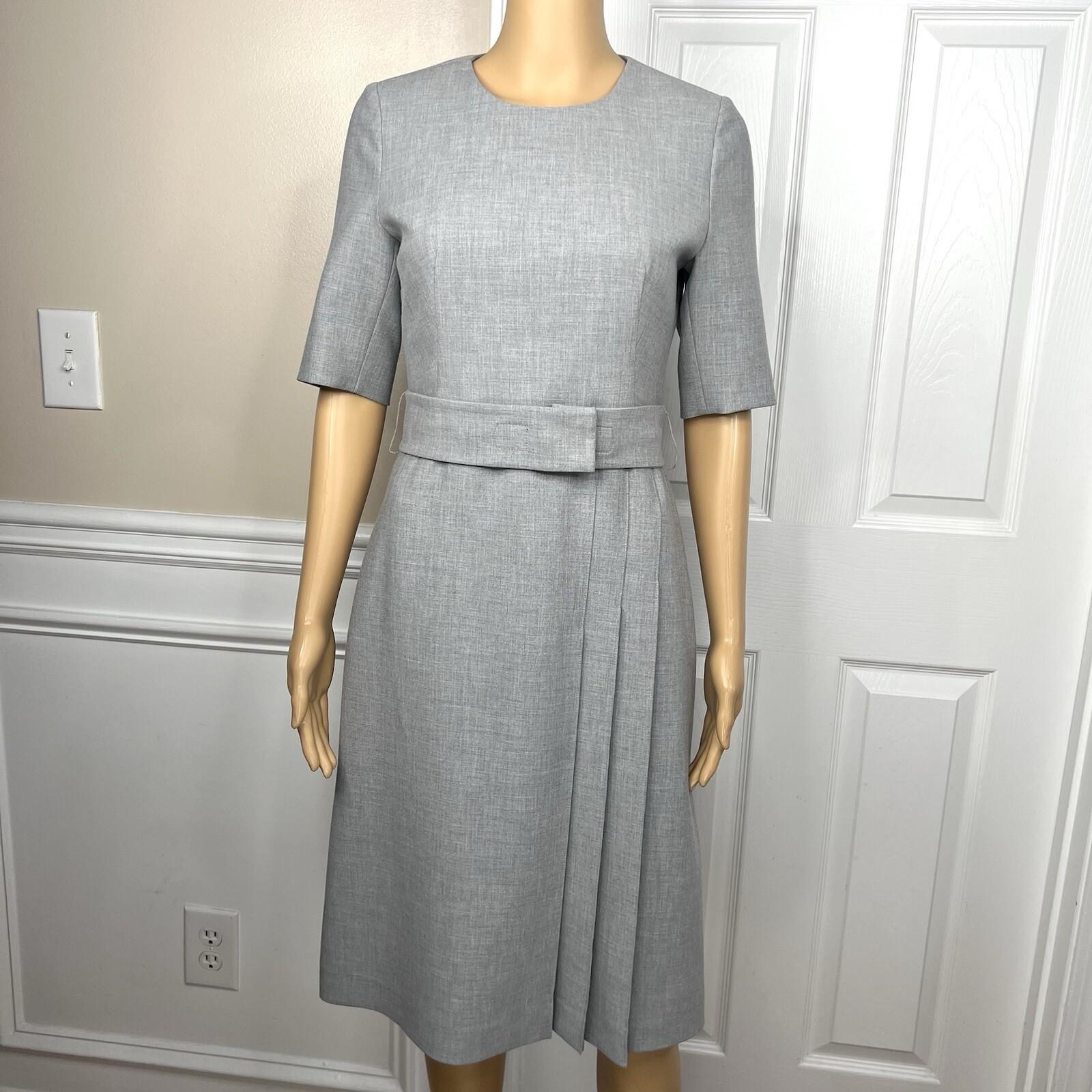 Adolfo Dominguez Polyester Viscose Stretch Dress Size 4 EU38 Light Gray Belted