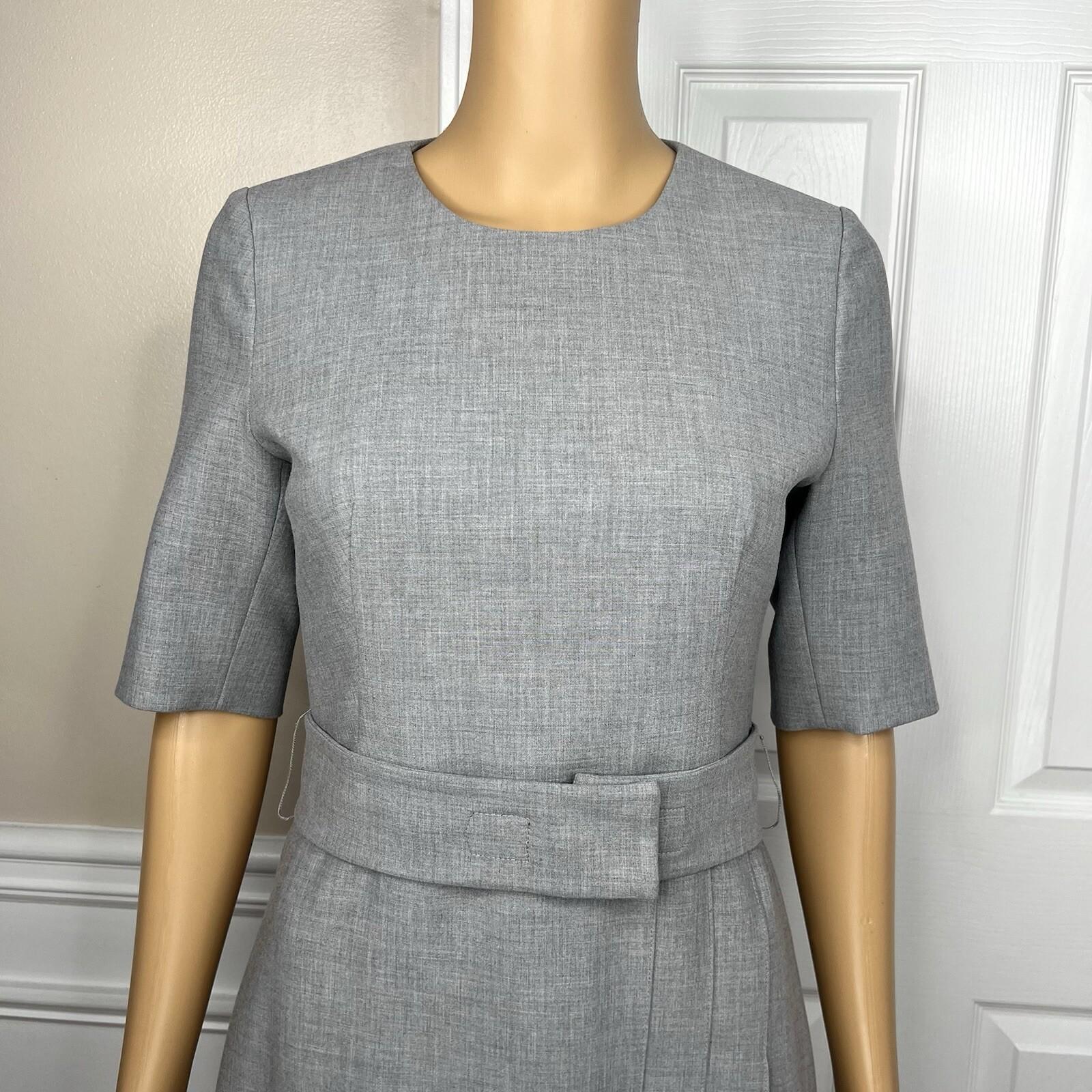 Adolfo Dominguez Polyester Viscose Stretch Dress Size 4 EU38 Light Gray Belted