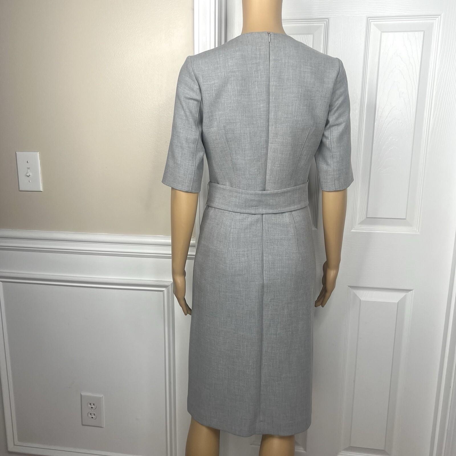 Adolfo Dominguez Polyester Viscose Stretch Dress Size 4 EU38 Light Gray Belted