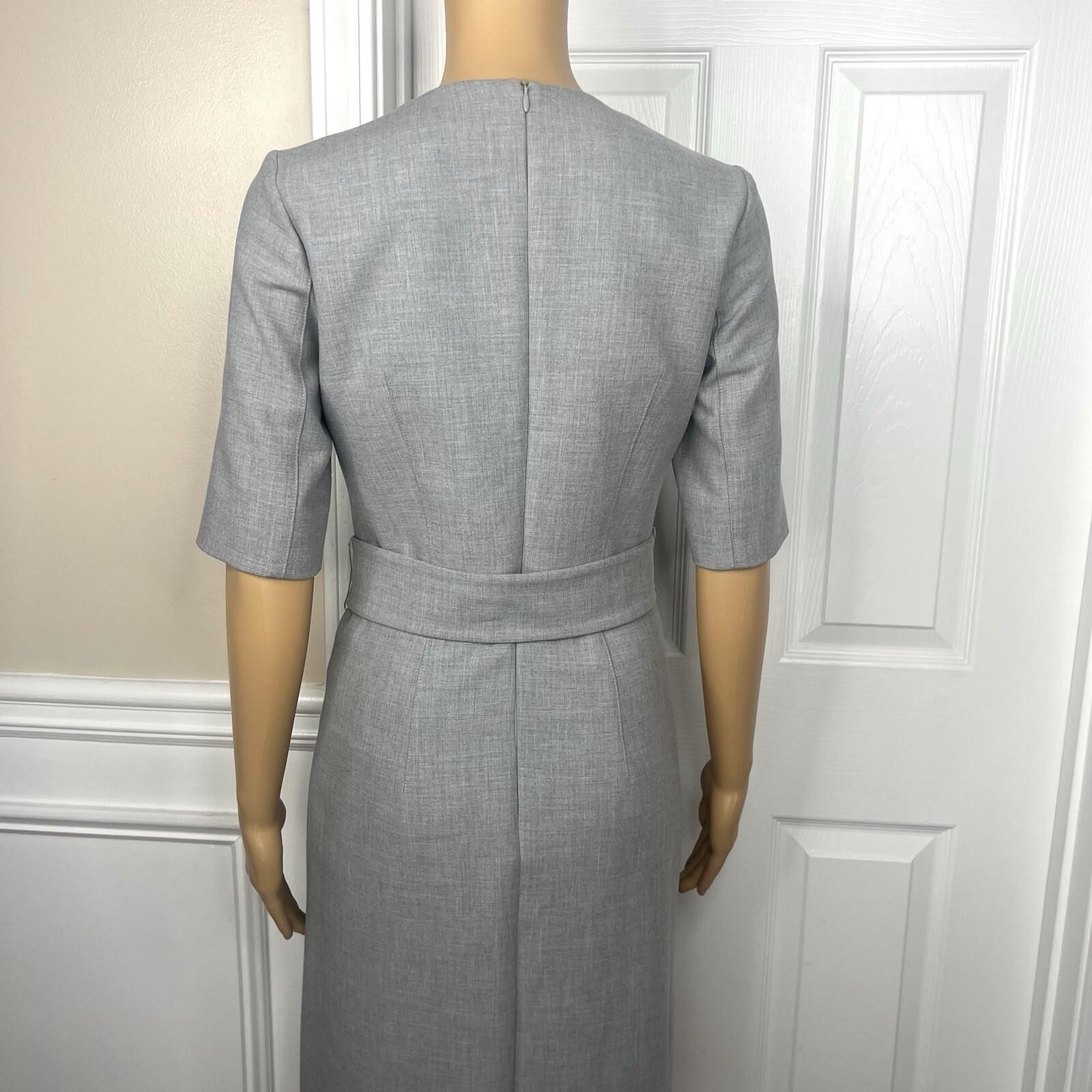 Adolfo Dominguez Polyester Viscose Stretch Dress Size 4 EU38 Light Gray Belted