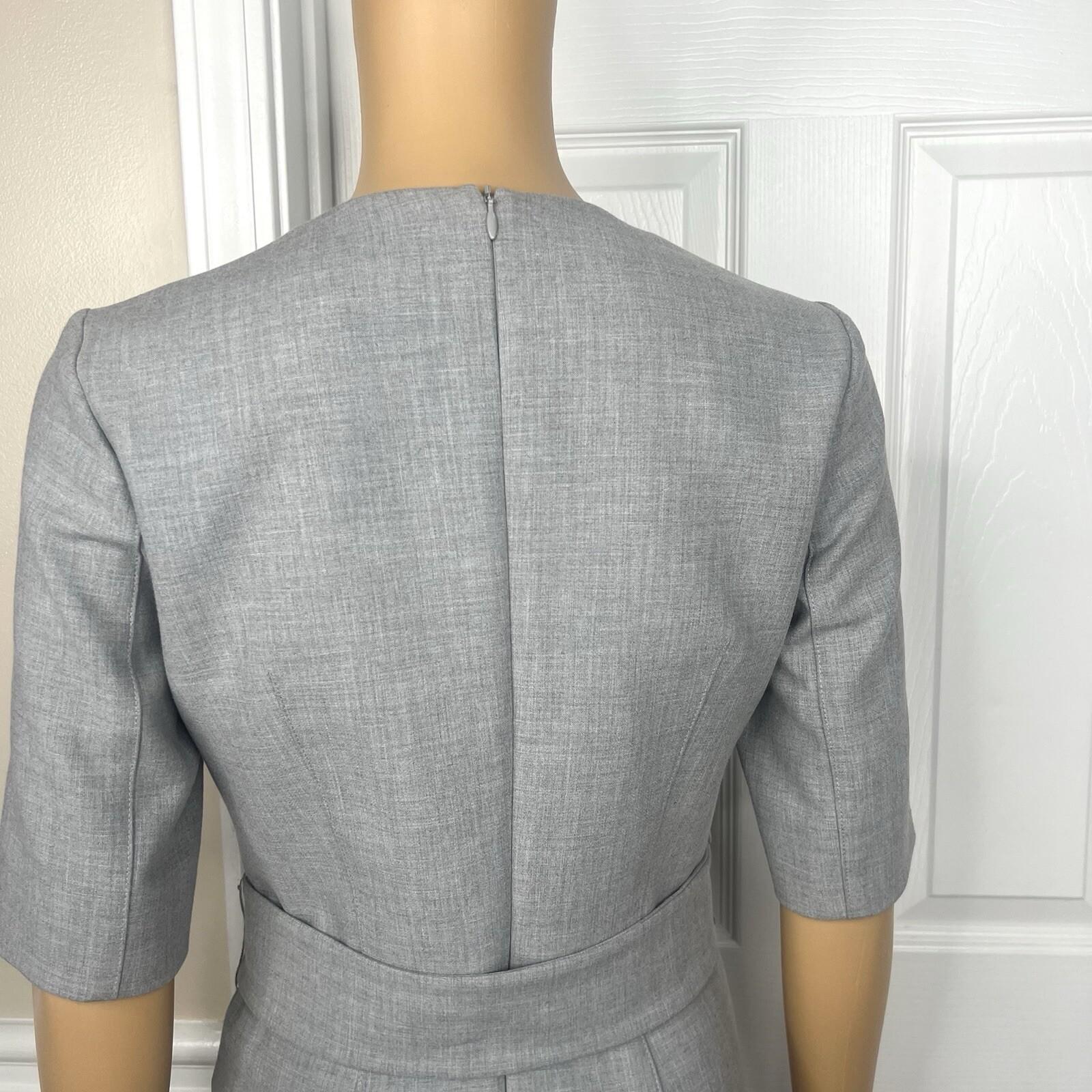 Adolfo Dominguez Polyester Viscose Stretch Dress Size 4 EU38 Light Gray Belted