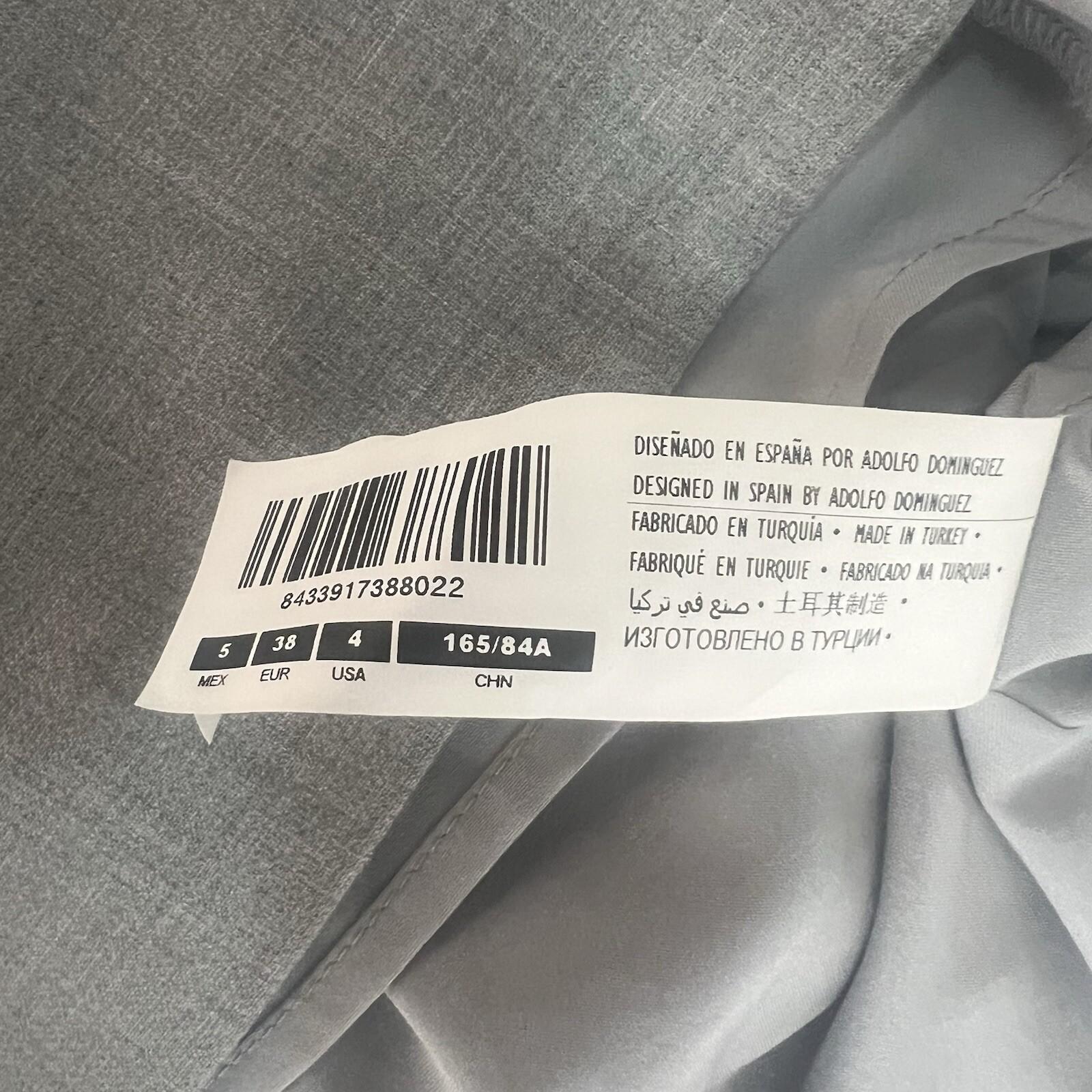 Adolfo Dominguez Polyester Viscose Stretch Dress Size 4 EU38 Light Gray Belted