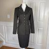 Larry Levine Polyester Rayon Stretch Suit Skirt Size 8 Brown Striped Pant 2PC