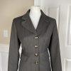 Larry Levine Polyester Rayon Stretch Suit Skirt Size 8 Brown Striped Pant 2PC