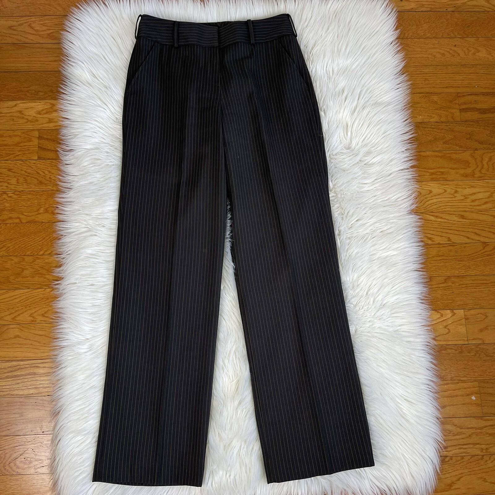 Larry Levine Polyester Rayon Stretch Suit Skirt Size 8 Brown Striped Pant 2PC