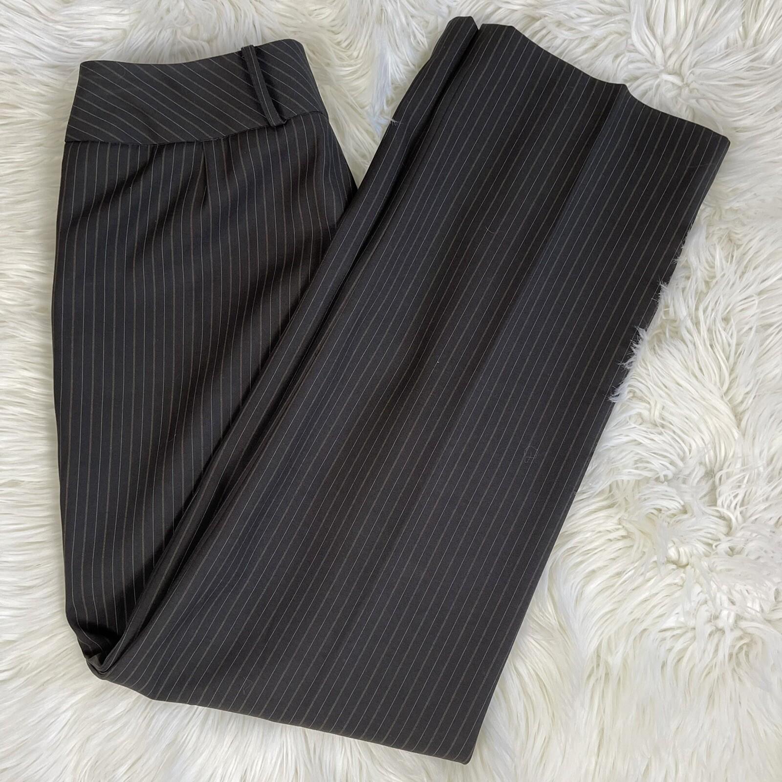 Larry Levine Polyester Rayon Stretch Suit Skirt Size 8 Brown Striped Pant 2PC