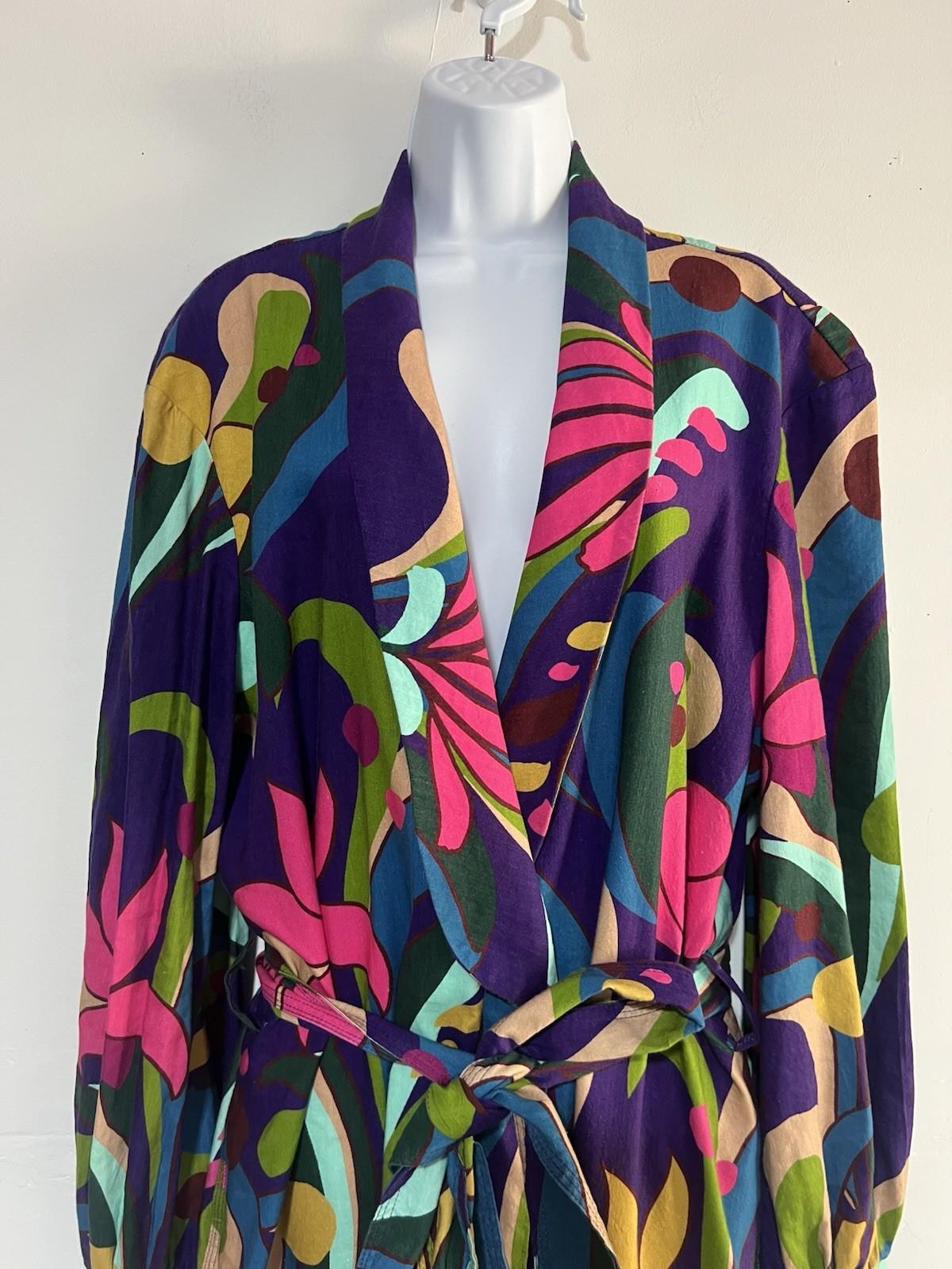 INC International Concepts Vtg Floral Linen Overlay Dress XL Boho Spring Layer